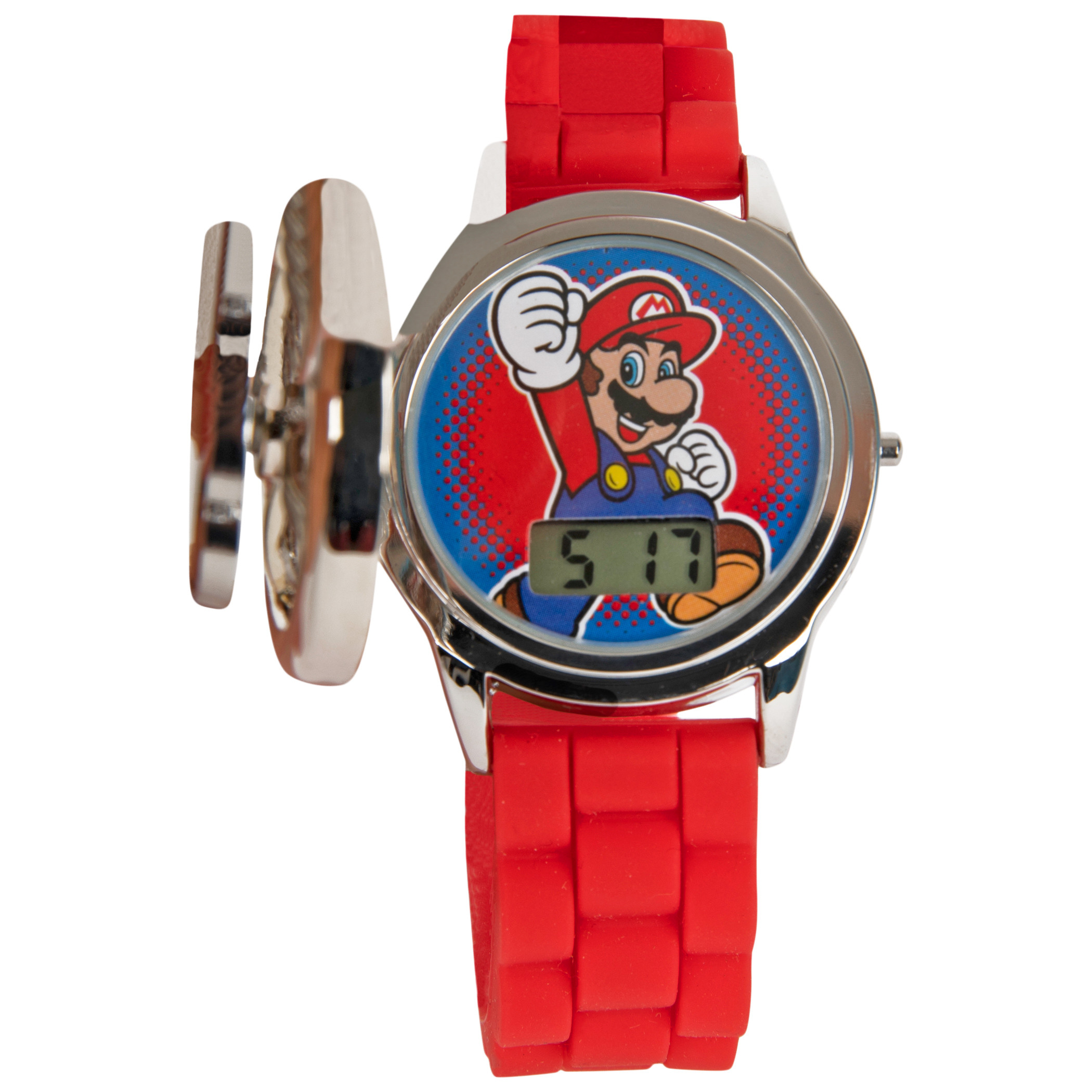 Super Mario Spinning Watch Face Cap LCD Watch with Silicone Straps